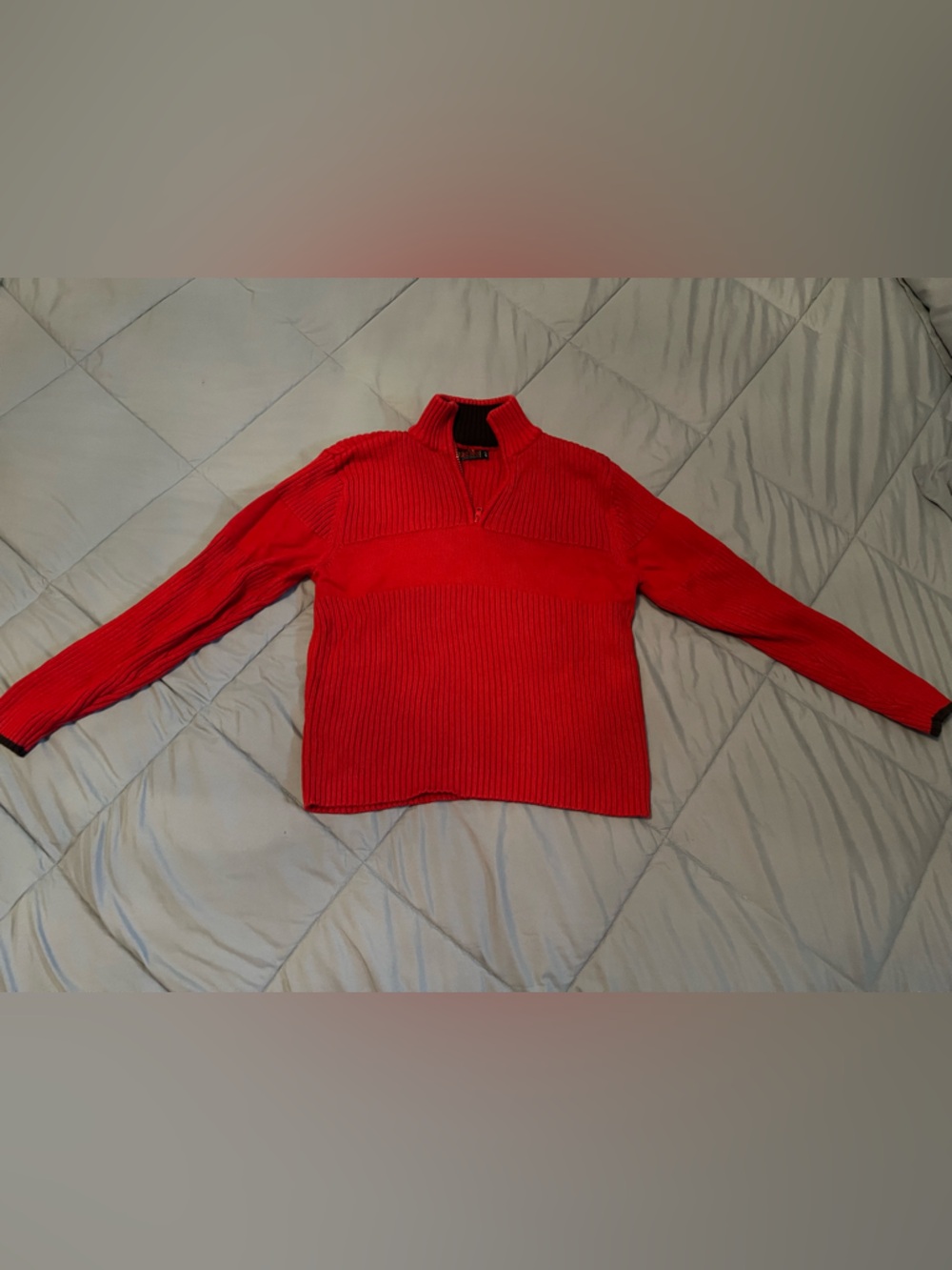 Red Quarter-Zip Ribbed Sweater - Picture 2 of 9